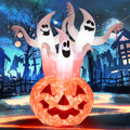 Gymax 6' Halloween Ghost Blow Up Yard Pumpkin Decor w/ Built-in LED & Blower