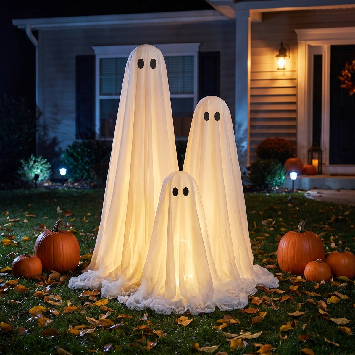 Halloween Decorations 3PC Light Up Ghost Spooky Ghost Decor with Remote for Porch Home Indoor Outdoor Garden Yard Lawn Party Decor