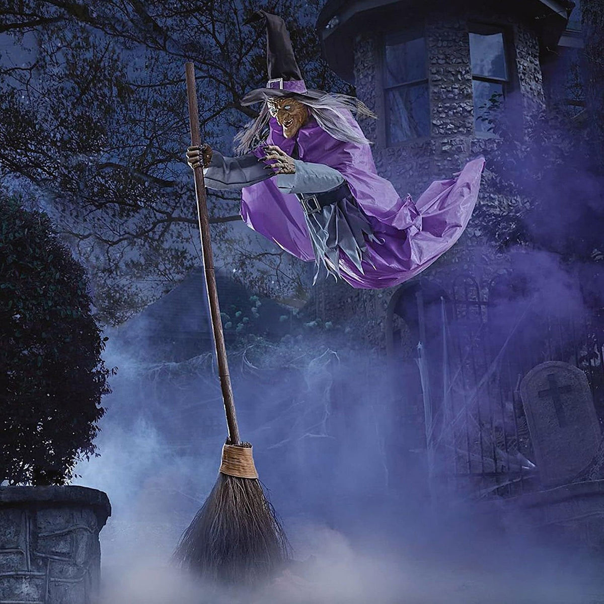 Halloween Decorations 6Ft Halloween Flying Witch Outdoor Hovering Witch Holding Sweeper Props Animated Hovering Witch Home Halloween Decoration Sculptures & Statues 2026