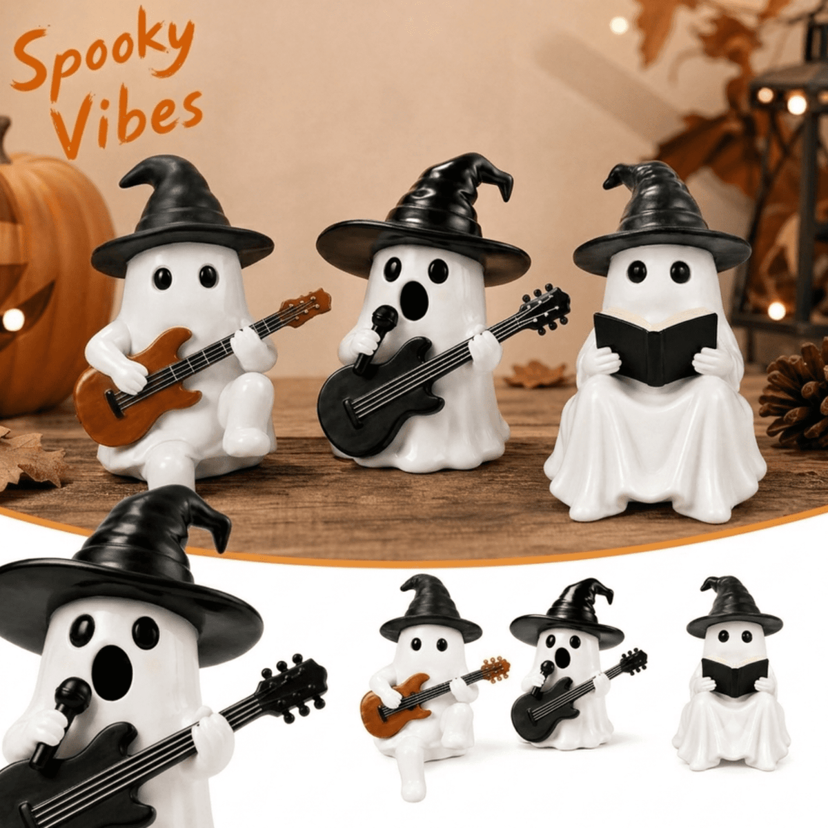 Halloween Decorations Outdoor, Lighted Hanging Ghost Decor with Witch Hat & Broom, LED Flying Ghost Decoration for Porch, Yard, Tree, Patio, Haunted House & Indoor Party 43.3in