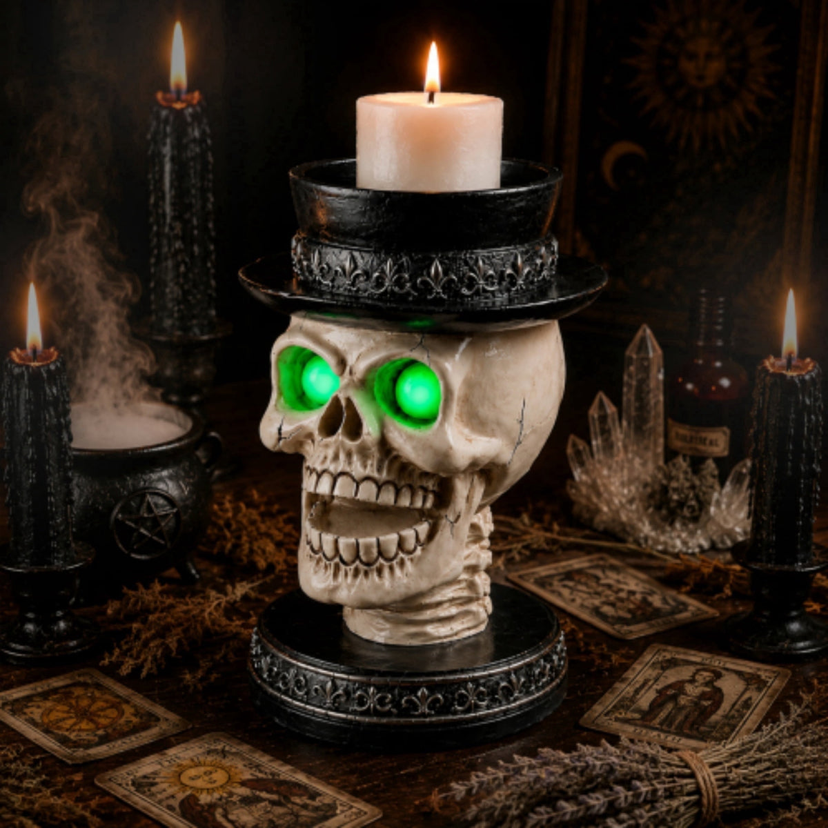 Halloween Skeleton Butler Floor Statue with Serving Tray & Realistic Black Cat, 35.43 Inch Gothic Resin Standing Decor for Entryway, Porch, Living Room, Halloween Party Home Decoration