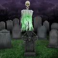 Haunted Hill Farm 5.8-Ft. Motion-Activated Floating Skeleton Ghost Over Tombstone by Tekky, Premium Halloween Animatronic, Battery Operated