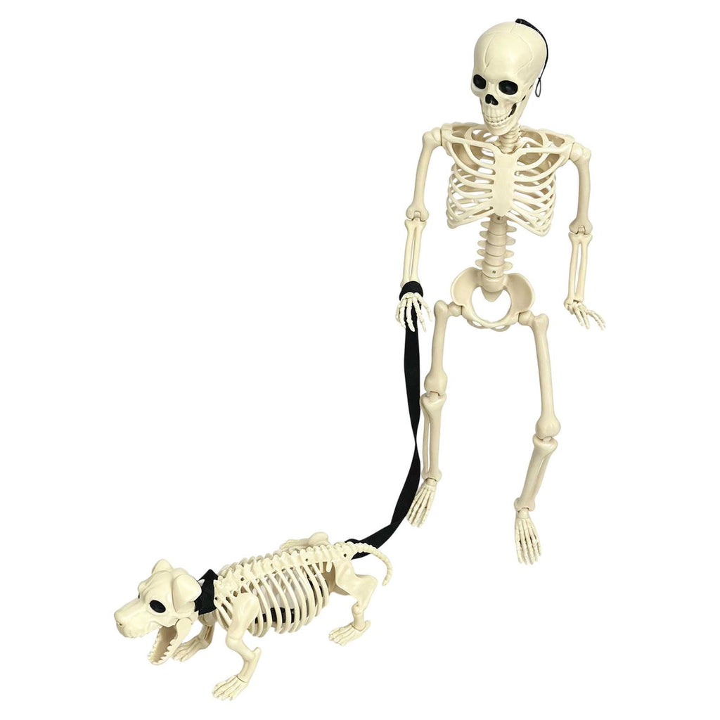 Human Dog Skeleton Halloween Decor, Posable Design for Indoor and Outdoor Seasonal Ornament