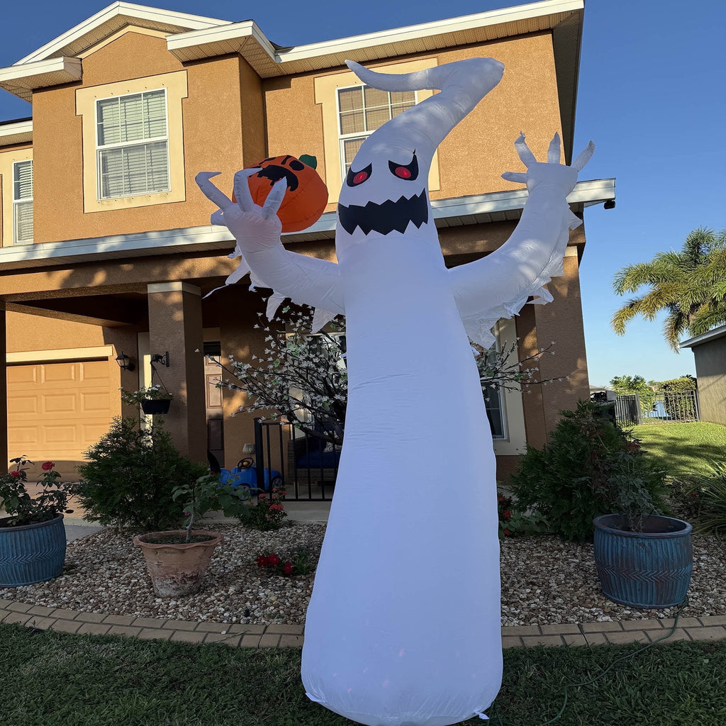 Wick's Outdoor Living Inflatable 12 Ft Ghost Lights Up Halloween Decoration