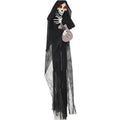 JERFIT Halloween Animatronic Grim Reaper Prop with Motion Sound Activation, Light Up Eyes and Guitar Music for Scary Outdoor Indoor Decor