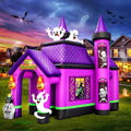 Kalolary 12FT Witch Haunted House Halloween Inflatable Archway, Purple Tunnel Bounce House Halloween Blow up Outdoor Decorations for Yard Festival Party