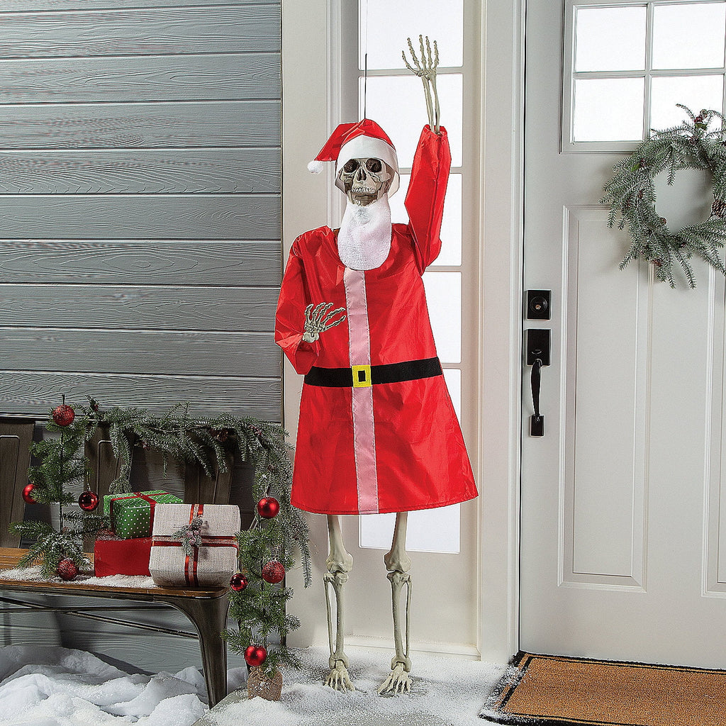 Life-Size Posable Skeleton with Santa Outfit Kit - 4 Pc