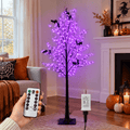 Lighted Tree With 260 Led Lights 6ft Black Timer 8 Modes Dimmable Web & Bats Diy Indoor Outdoor Decorations