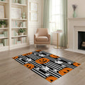 ODIKA Halloween Spooky Pumpkin Phantom Striped Entrance Door Doormat for Playroom, Bedroom, Reading Nook, Pet Friendly & Kids Safe Play