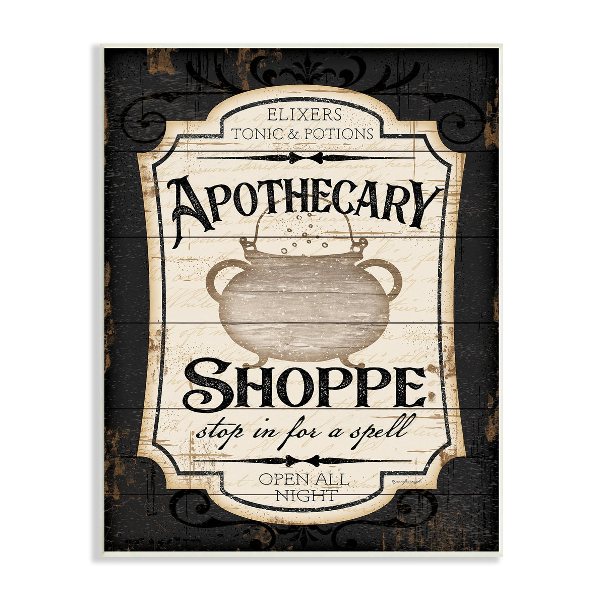 Stupell Industries Apothecary Shoppe Spooky Halloween Sign Witch Potion Cauldron, 30 x 40, Design by Jennifer Pugh