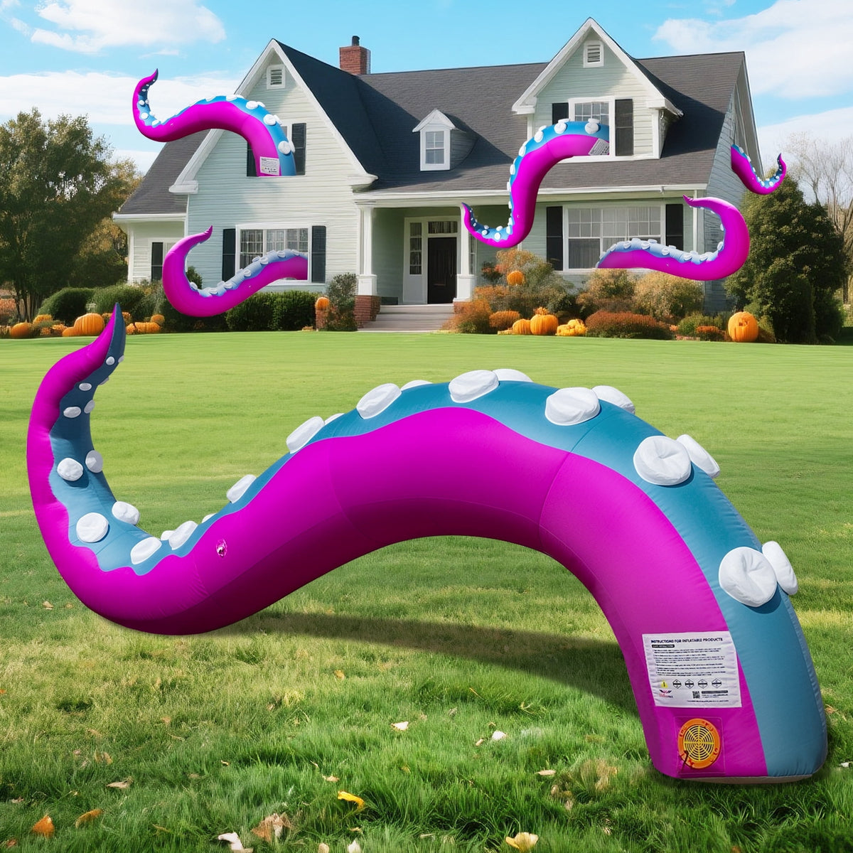 Wellcomer 10x8ft Inflatable Tentacles with Color-changing LED & Built-in Blower - Halloween Outdoor Decor (1 Pc)