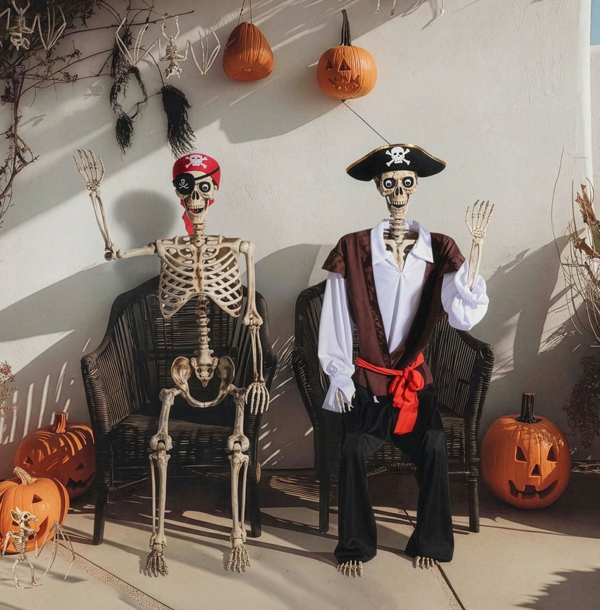 Yescom 5.6ft Halloween Pirate Captain Skeleton Life Size Human Bone Movable Joints Outdoor Decor 2026