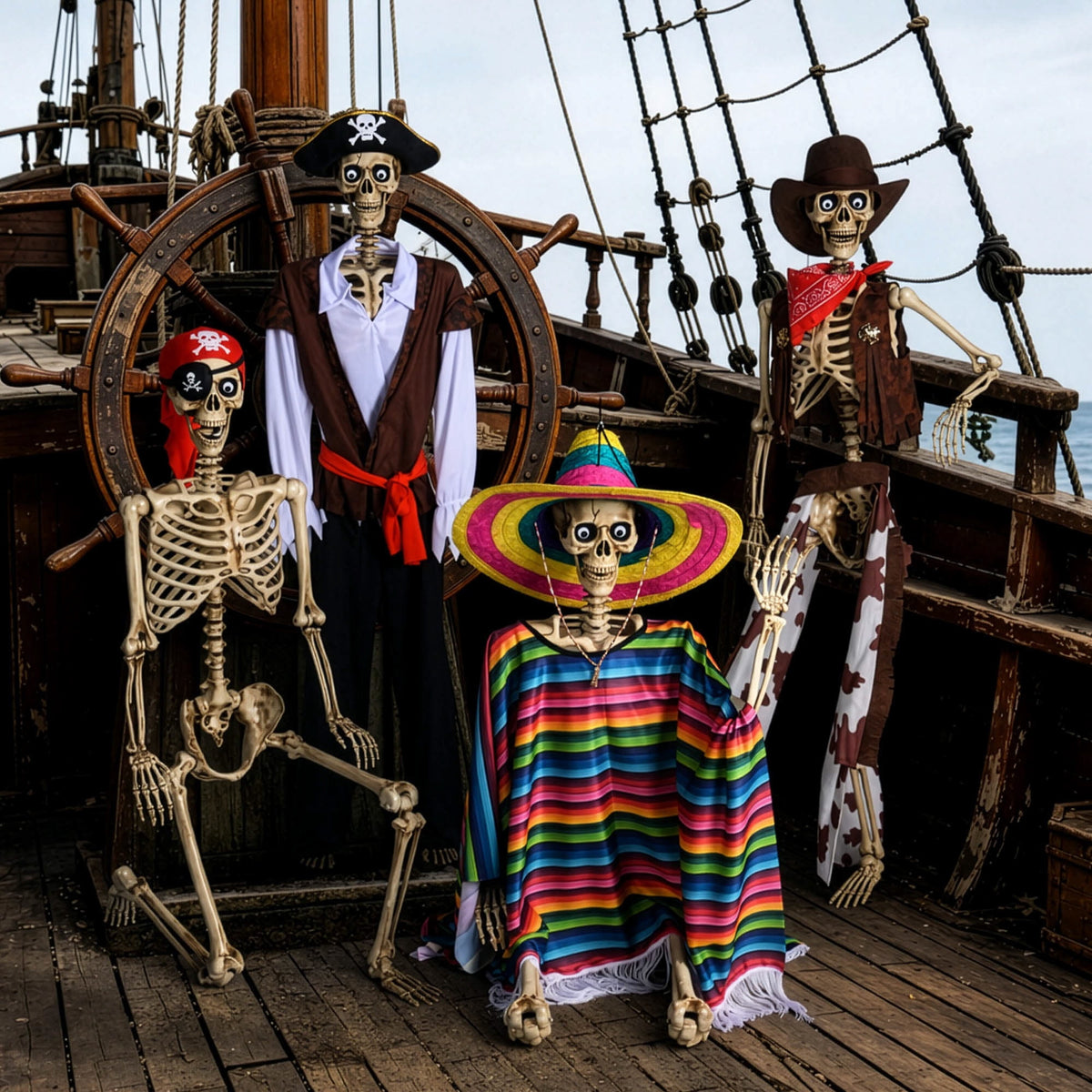 Yescom 5.6ft Halloween Pirate Captain Skeleton Life Size Human Bone Movable Joints Outdoor Decor 2026