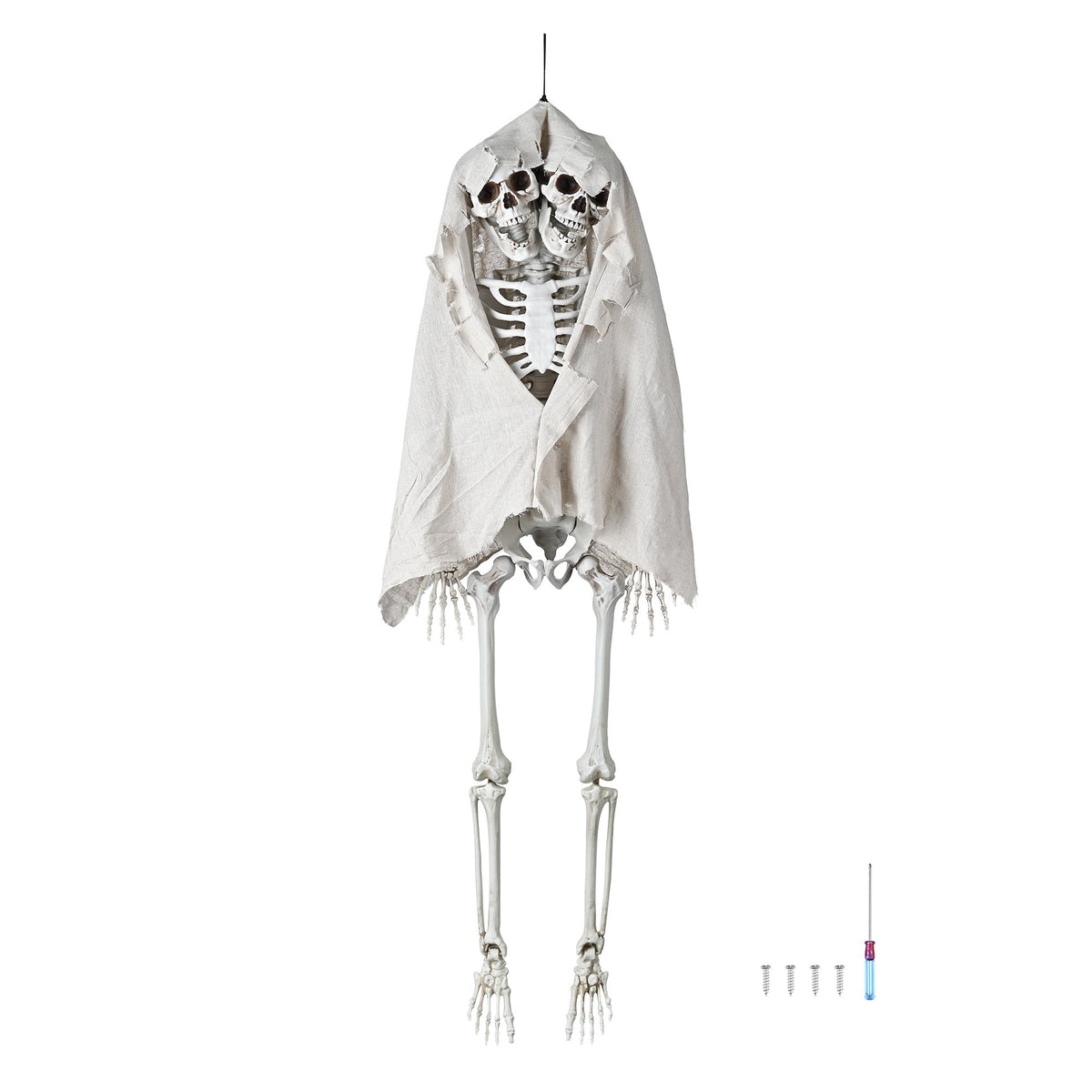 Yescom 5.6ft Halloween Pirate Captain Skeleton Life Size Human Bone Movable Joints Outdoor Decor 2026