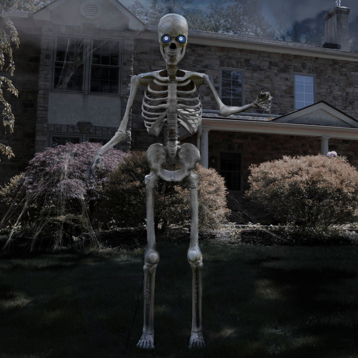 Haunted Hill Farm 8.0-Ft. Tall Motion-Activated Towering Skeleton, Premium Talking Halloween Animatronic, Plug-In