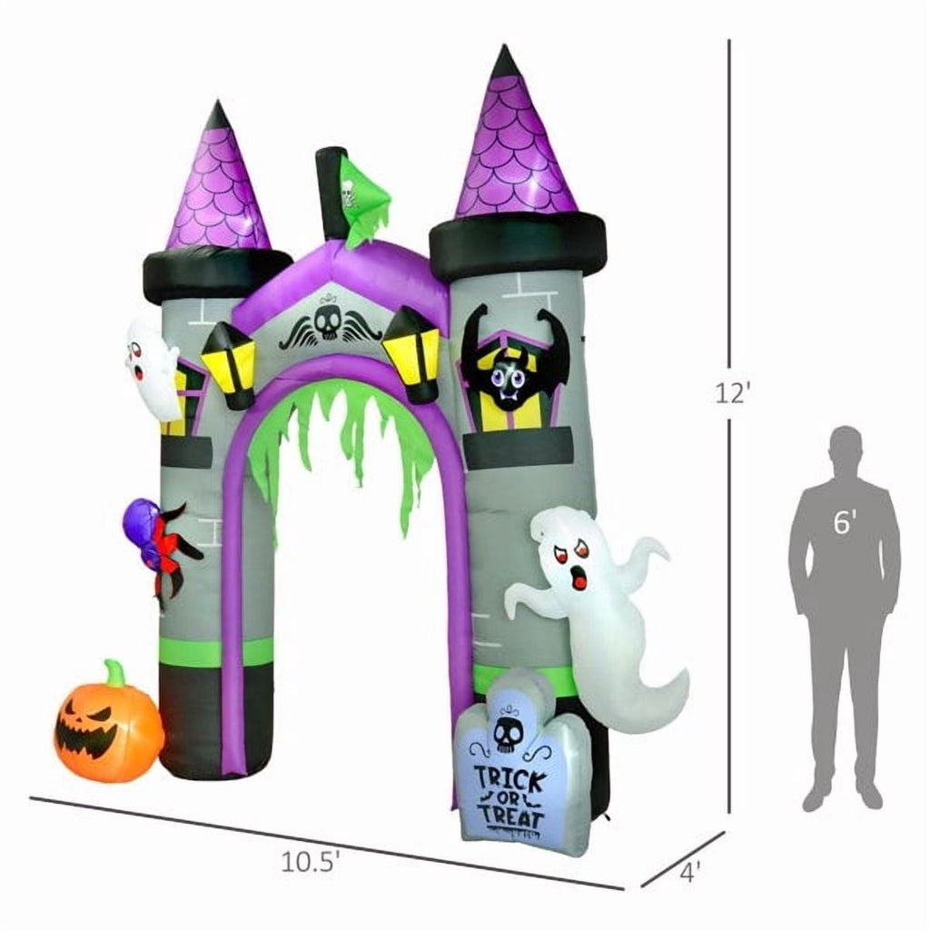 141.7IN Inflatable Halloween Archway with Ghost Pumpkin Spider Bat LED Lights Yard Decor