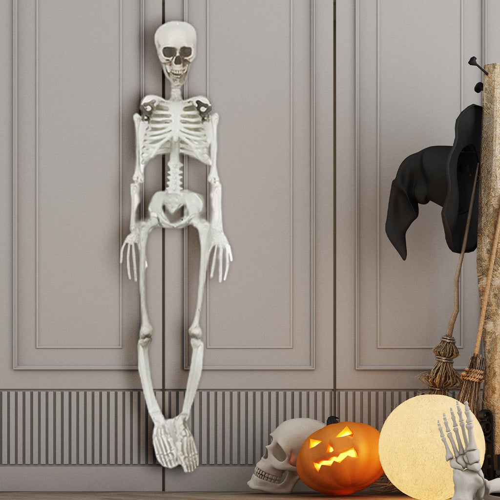 HOZVOMI Halloween Skeleton Decorations Outdoor – Posable Full-Body Hanging Skeleton with Movable Joints for Graveyard, Yard, Party, and Spooky Home Decor
