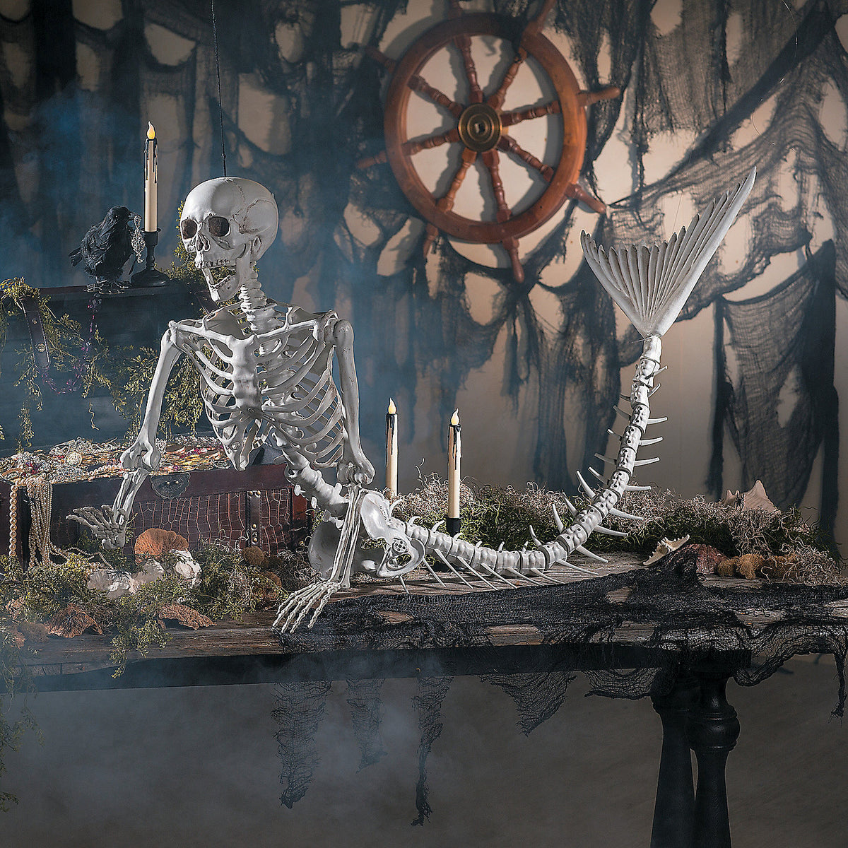 Bulk Life-Size Original Mermaid Skeleton Halloween Decorations - 4 Pc
