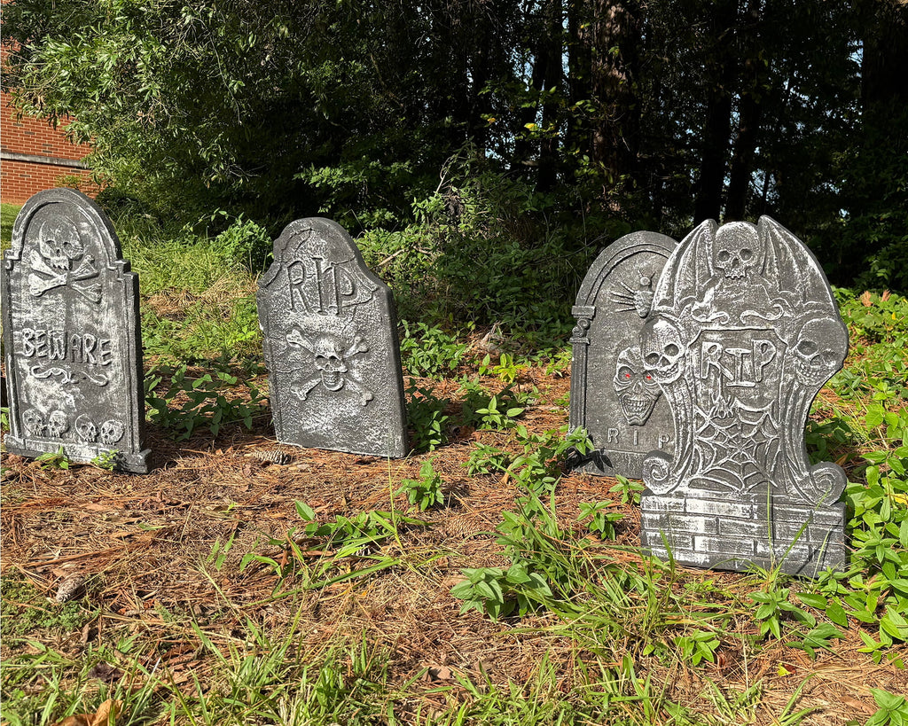Halloween Foam RIP Graveyard Tombstones, 7Pack(3 x L-Size + 4 x XL-Size) Foam Tombstone for Halloween Party Outdoor Decorations