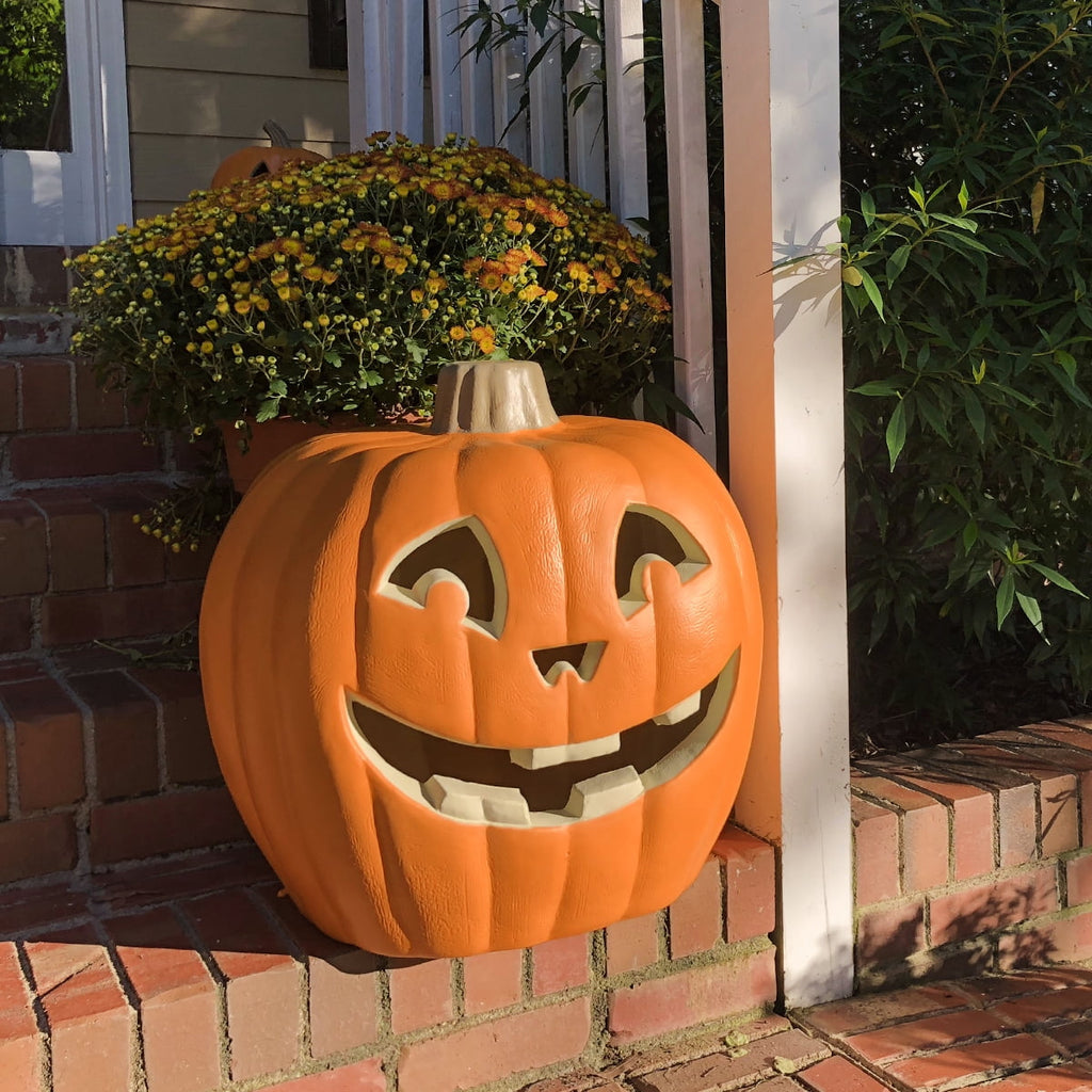 Gamexcel 21" Jack O Lantern Halloween Plastic Pumpkin Lights with Pre-lit LED Bulbs - Indoor/Outdoor Smile Face Decoration