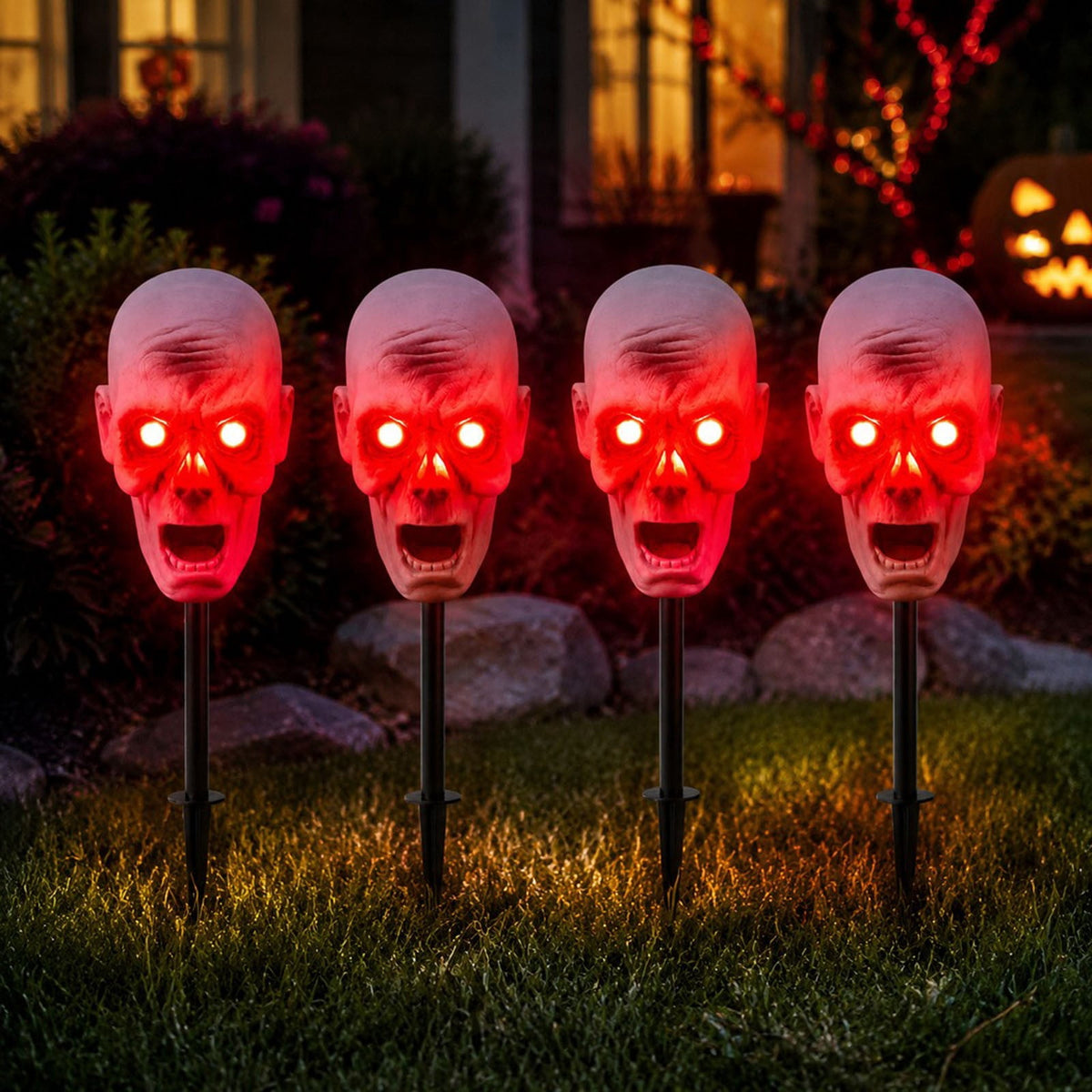 Halloween Lighted Skeleton Decor Outdoor, Solar-Powered Stake Light Realistic Scary Graveyard Bone Hands & Arms with LEDs, IP65 Waterproof for Lawn Garden Yard Party, Purple & Green