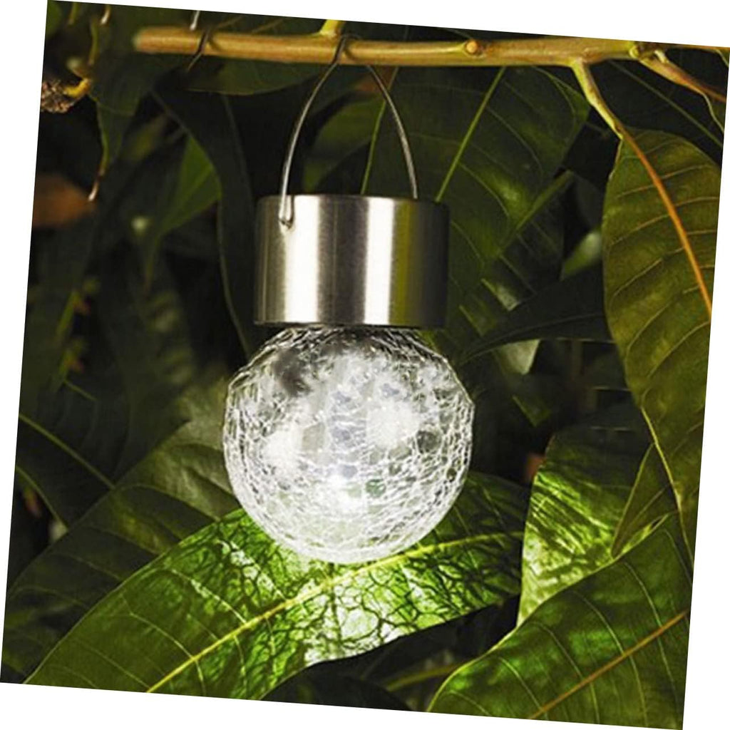 LINLIN Glass Pendant Light 8pcs Solar Lantern Outdoor Pendant Lights Lantern Chandelier Crackle Glass Globe Solar Lights Glass Solar Lights Outdoor Light Balls Hanging Crack Ball Lamp