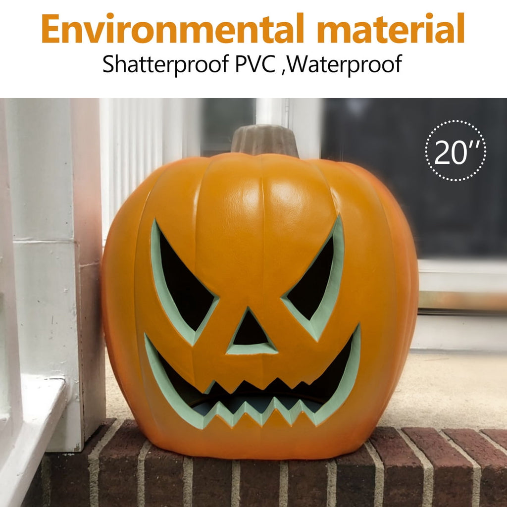 DUNCHATY LED Halloween Pumpkin Lights Set of 2, LED Pumpkin Decorations, Halloween Decor for Outdoor, Garden & Window (20"+21")