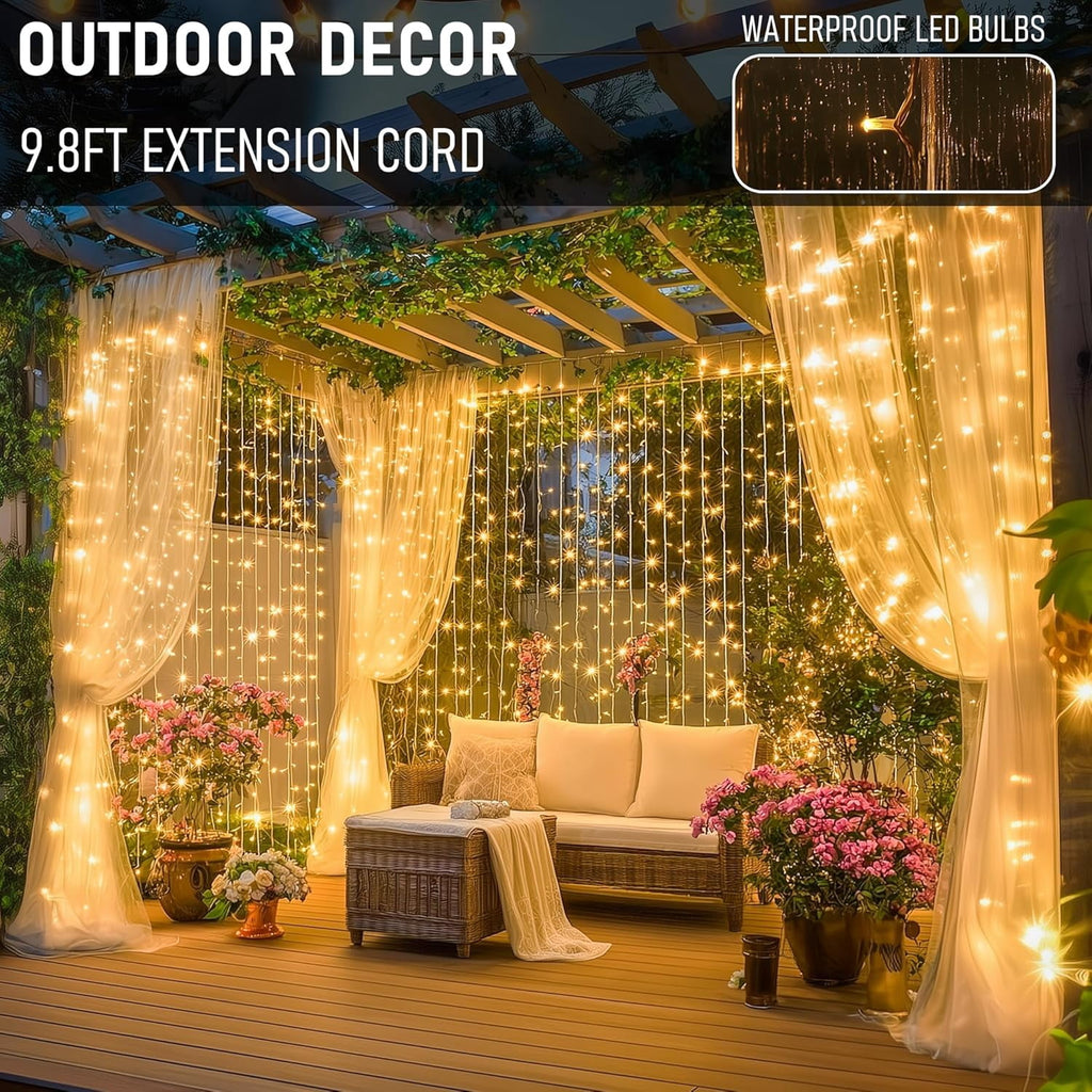 General Smart Curtain Lights, 400LED 6.6FT x 6.6FT Color Changing Valentine's Day Christmas Lights with Remote & APP, Dynamic DIY Fairy String Lights for Indoor Outdoor Bedroom Decorations
