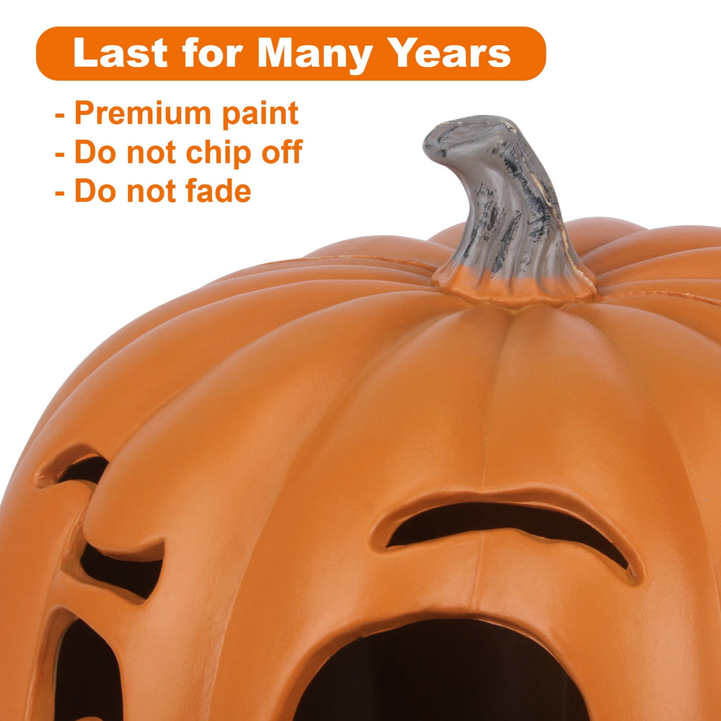 Gamexcel 21" Jack O Lantern Halloween Plastic Pumpkin Lights with Pre-lit LED Bulbs - Indoor/Outdoor Smile Face Decoration