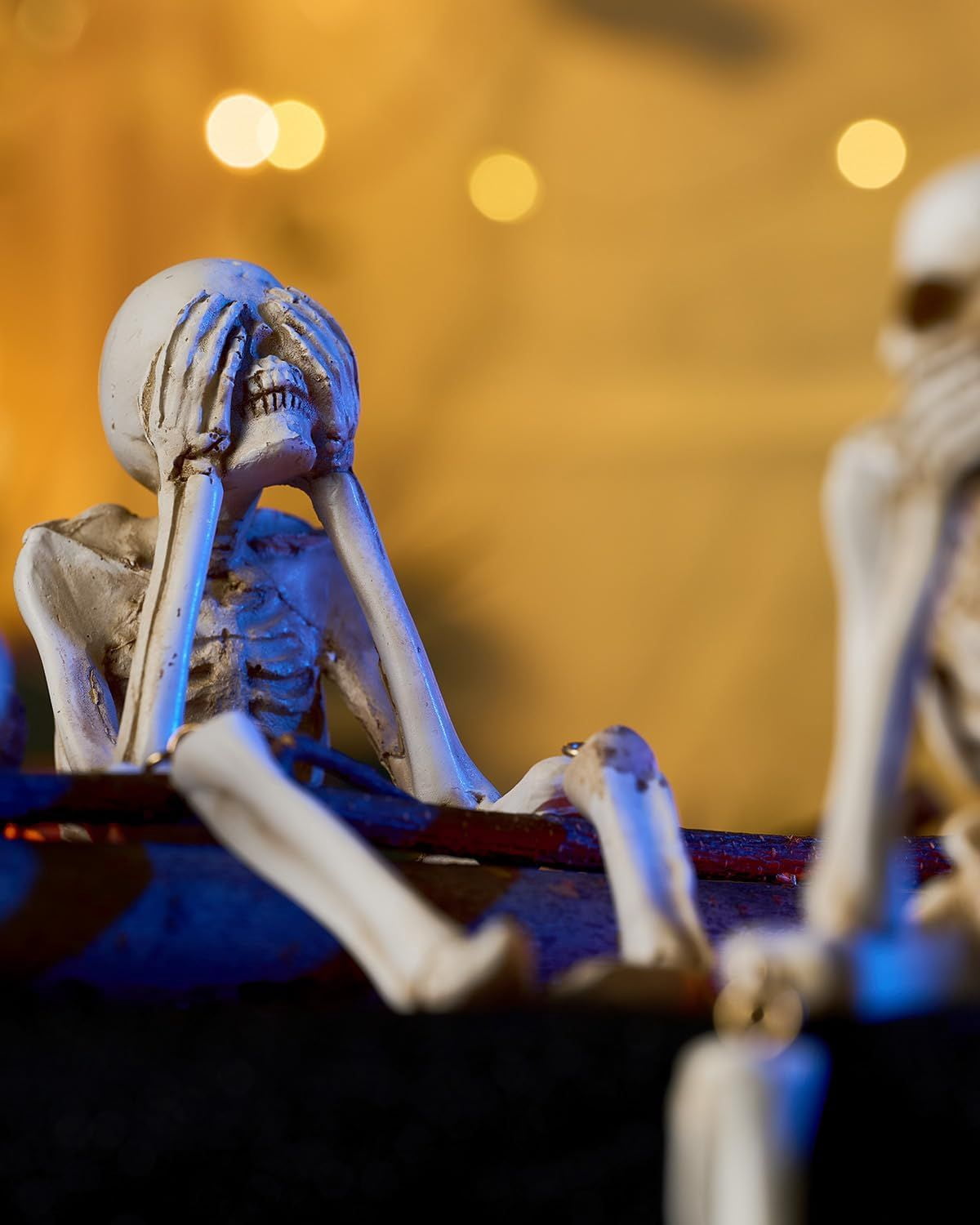 No Evil Skeleton Statue Set for Halloween and Day of the Dead Decor