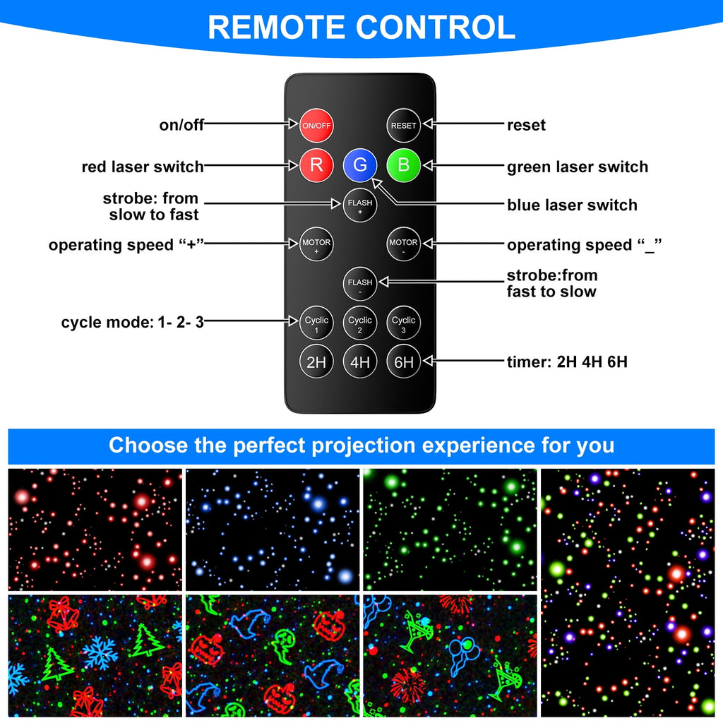 Christmas Laser Projector Lights Outdoor – RGB 3 Color Laser Light with 24 Patterns, IP65 Waterproof Starry Firefly Light Show for Garden Yard Holiday Party & Year-Round Decor