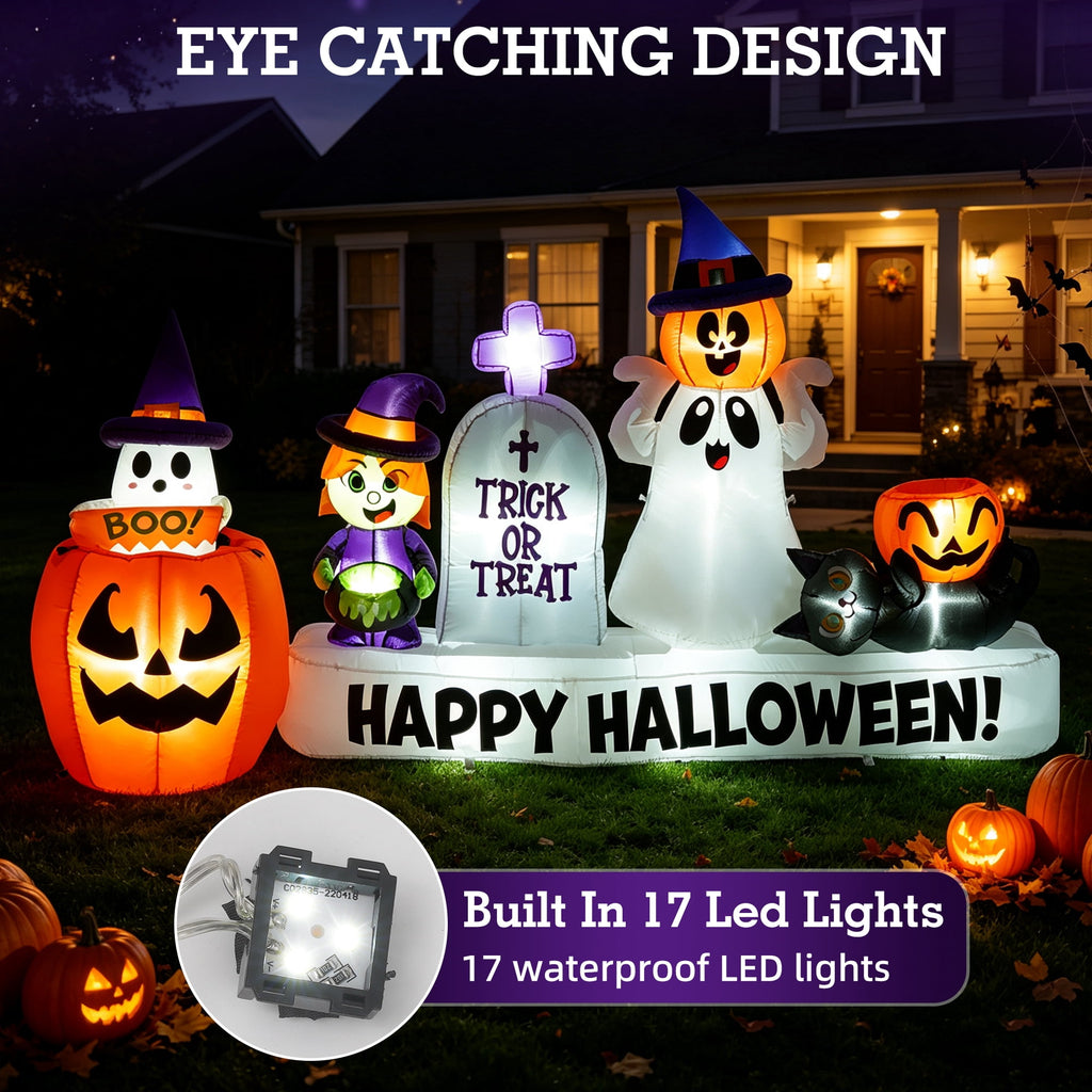 BSHAPPLUS® 9 ft Halloween Pumpkin UFO Inflatable,Walk-in Inflatable Yard Decor with Levitating Cow,Built-in LED Lights,Outdoor Blow up Decor for Lawn Garden Party,19.7ft Extra-Long Power Cord
