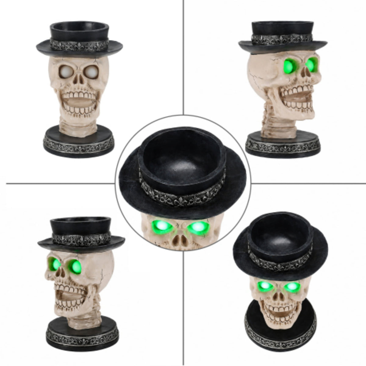 Halloween Skeleton Butler Floor Statue with Serving Tray & Realistic Black Cat, 35.43 Inch Gothic Resin Standing Decor for Entryway, Porch, Living Room, Halloween Party Home Decoration