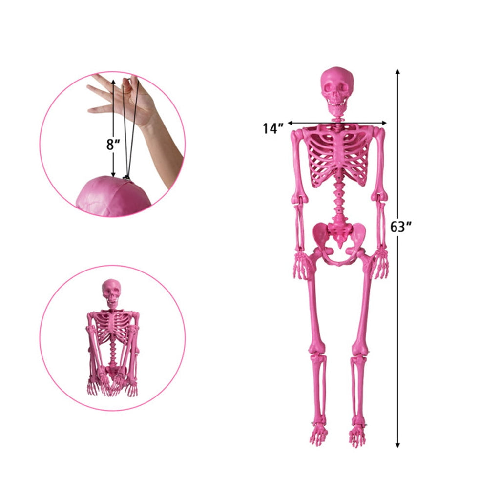 5.5 FT Pink Halloween Skeleton Outdoor Decor, No Assembly Needed
