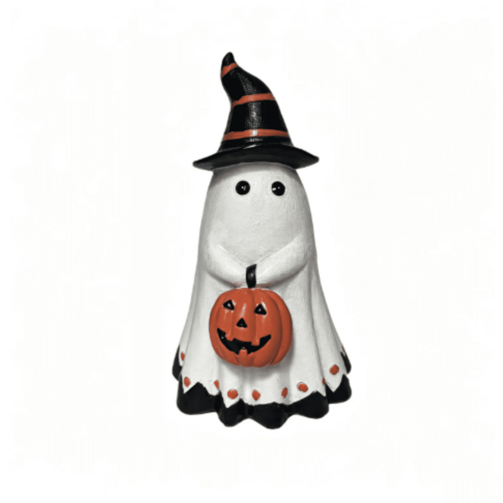 Halloween Decorations Outdoor, Lighted Hanging Ghost Decor with Witch Hat & Broom, LED Flying Ghost Decoration for Porch, Yard, Tree, Patio, Haunted House & Indoor Party 43.3in