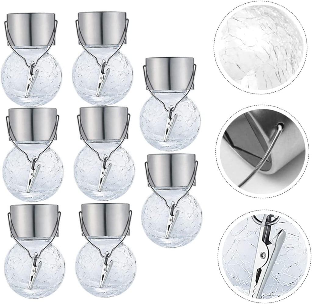 LINLIN Glass Pendant Light 8pcs Solar Lantern Outdoor Pendant Lights Lantern Chandelier Crackle Glass Globe Solar Lights Glass Solar Lights Outdoor Light Balls Hanging Crack Ball Lamp