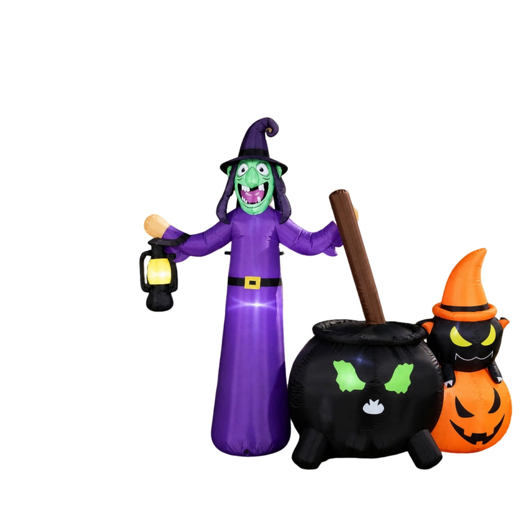 Kumdkdwn 71" Giant Halloween Inflatable Witch Cauldron with Pumpkin, Large Light-Up Witch Pot Decoration with Built-in LEDs, Blow Up Outdoor Yard Art for Garden, Lawn, Patio, Holiday Party Decor