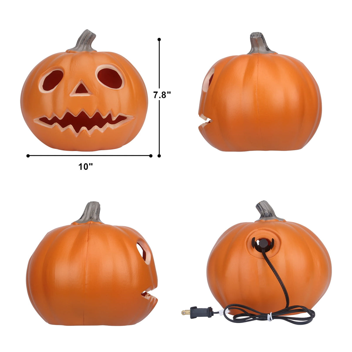 Gamexcel 21" LED Light-Up Jack O Lantern, Pre-lit Halloween Plastic Pumpkin Lights for Indoor/Outdoor Decoration - Angry Face