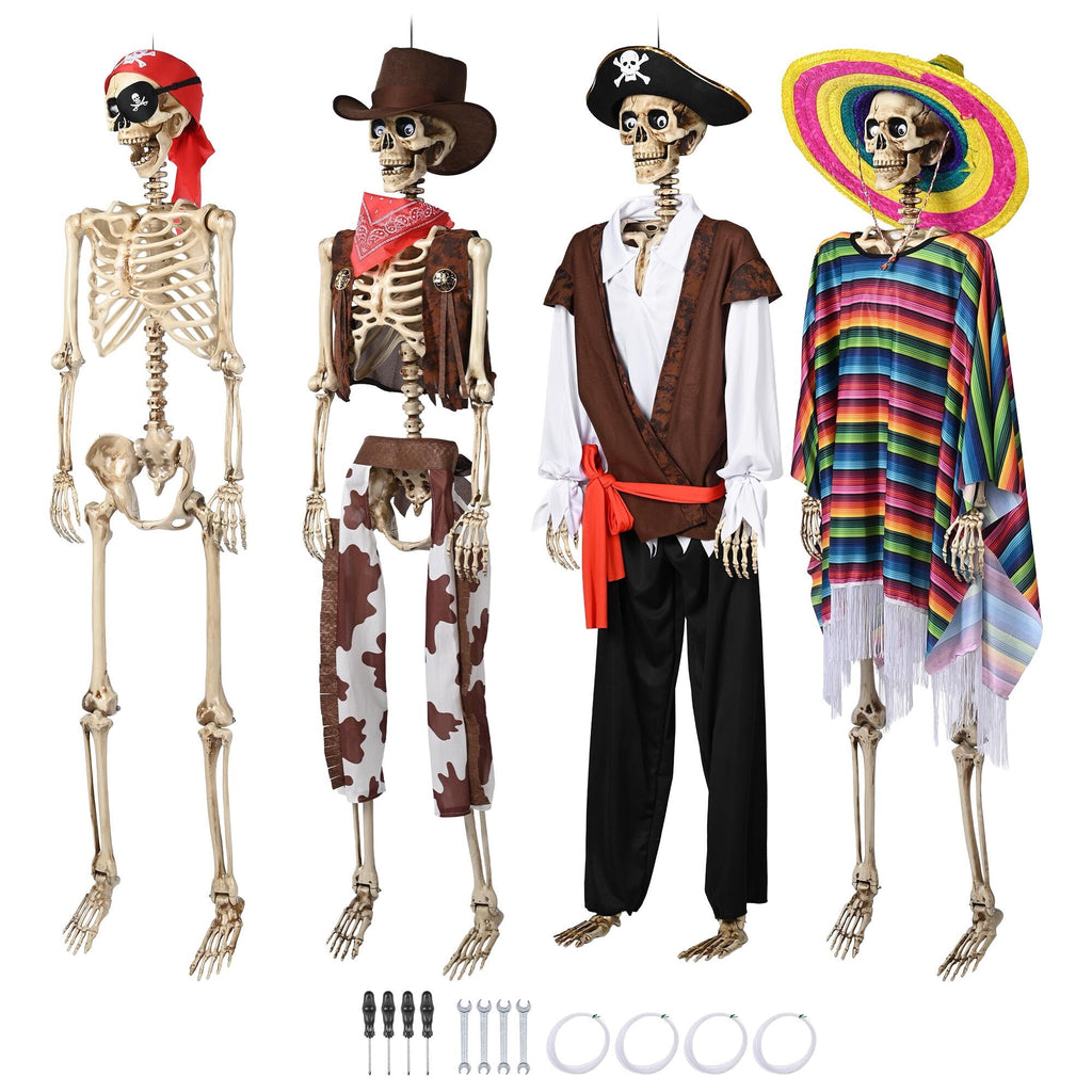 Yescom 5.6ft Halloween Pirate Captain Skeleton Life Size Human Bone Movable Joints Outdoor Decor 2026