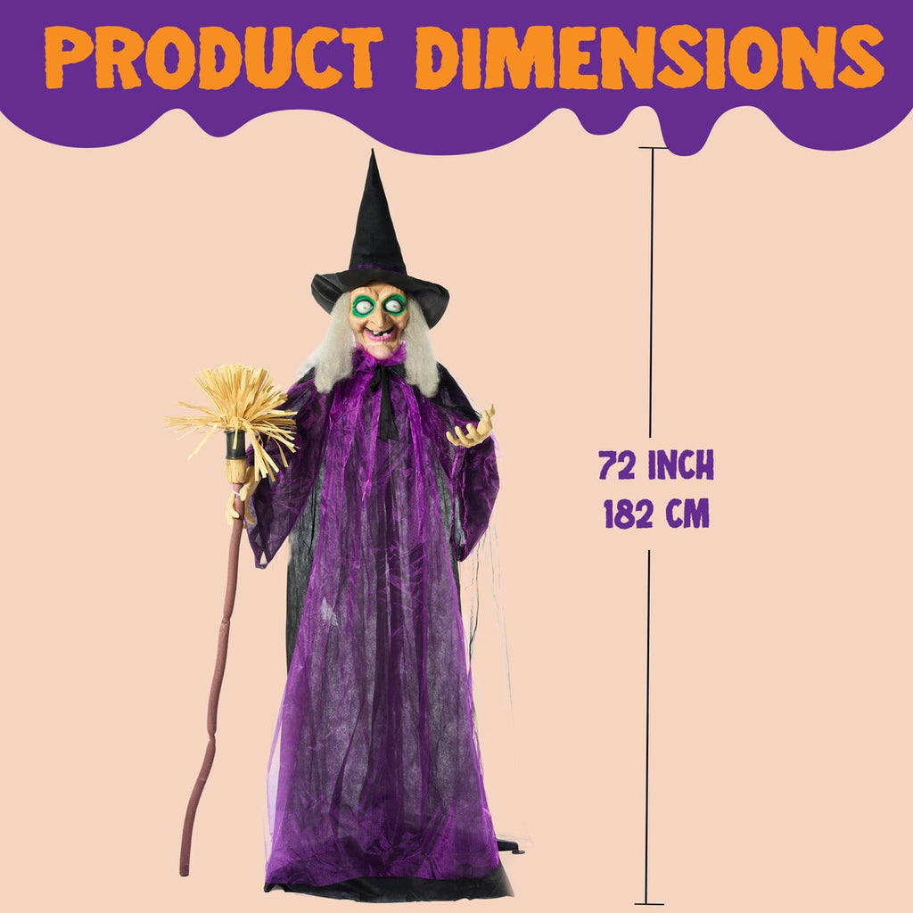 Joyfy 62"(5.17ft) Halloween Standing Hunchback Witch with Light, Animatronics Large Halloween Decorations Outdoor, Radar Motion Activated with Creepy Sound & Eyes and Moving Head for Yard Decor