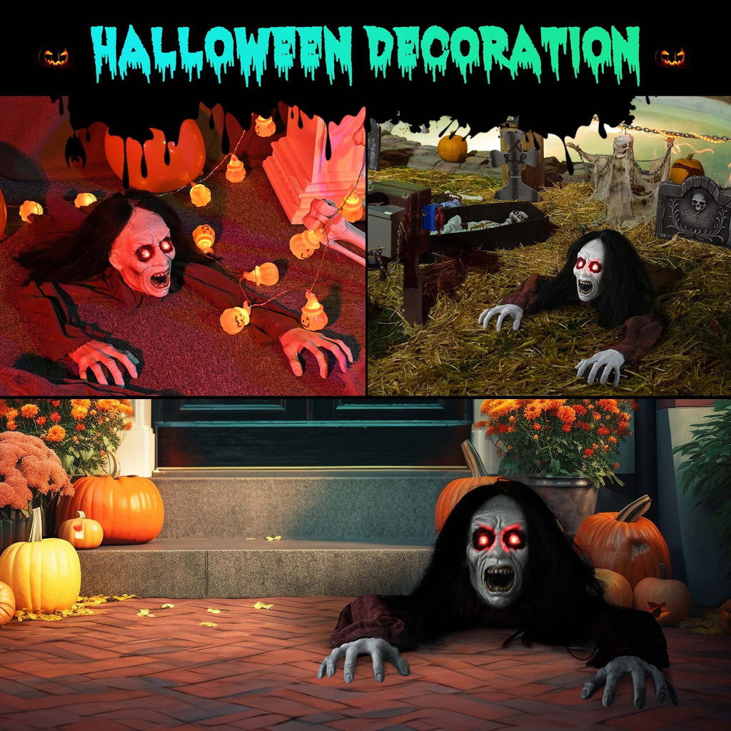Yescom 15" Animated Halloween Tombstone & Half Skeleton with 8" Crawling Baby Zombie 2026