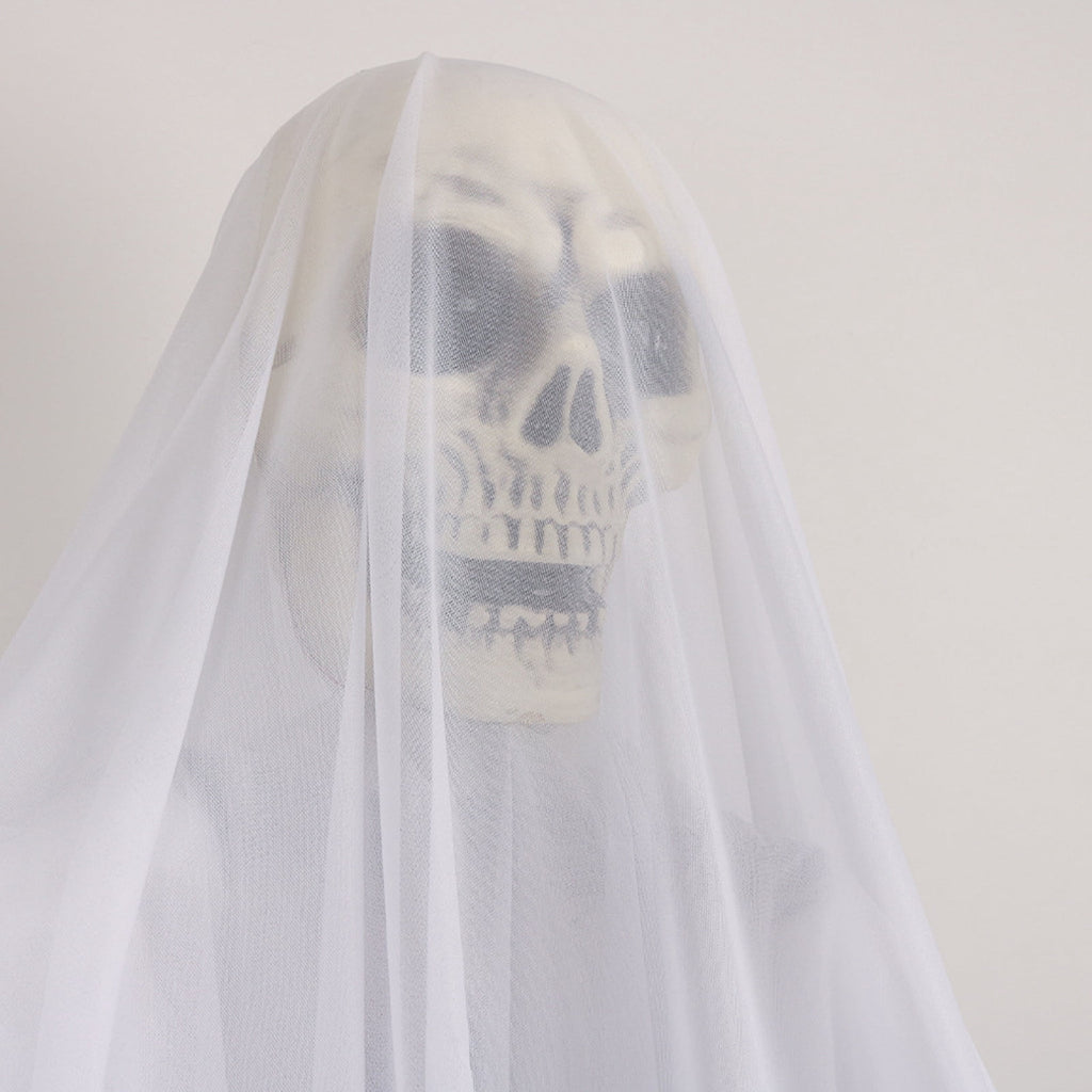 Scary Ghost Bride Halloween Ornament with Sound, Battery Operated Animated Skeleton Decoration for Haunted House Prop