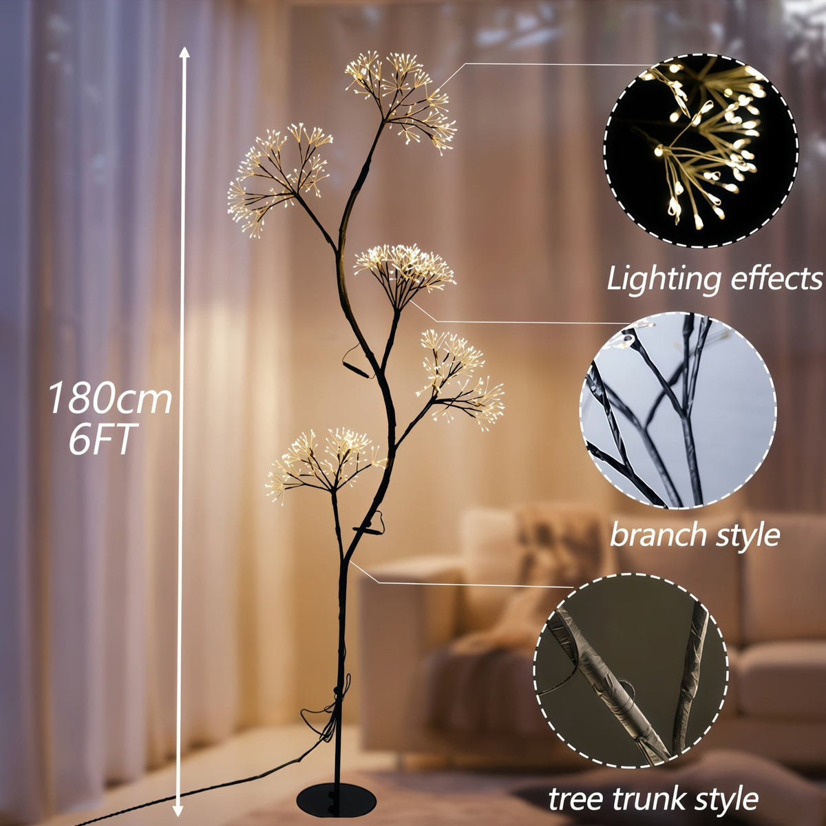 6-Foot Dandelion Lamp with a Fairy Theme, Perfect for Indoor Use in Living Rooms, Dining Areas, Bedrooms, Studies, And As Decorative Lighting for Home Decor During Christmas And Halloween