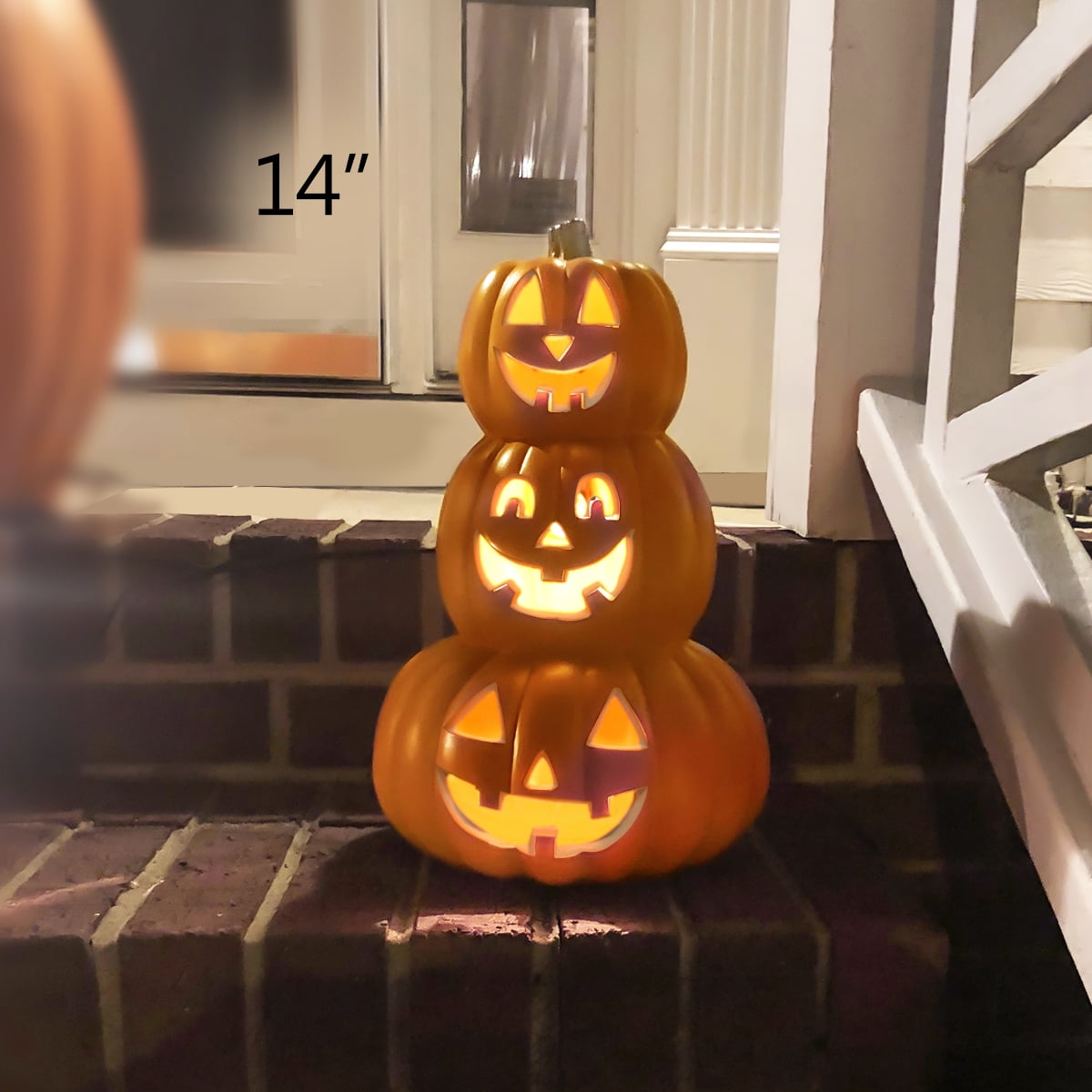 Gamexcel 21" Jack O Lantern Halloween Plastic Pumpkin Lights with Pre-lit LED Bulbs - Indoor/Outdoor Smile Face Decoration