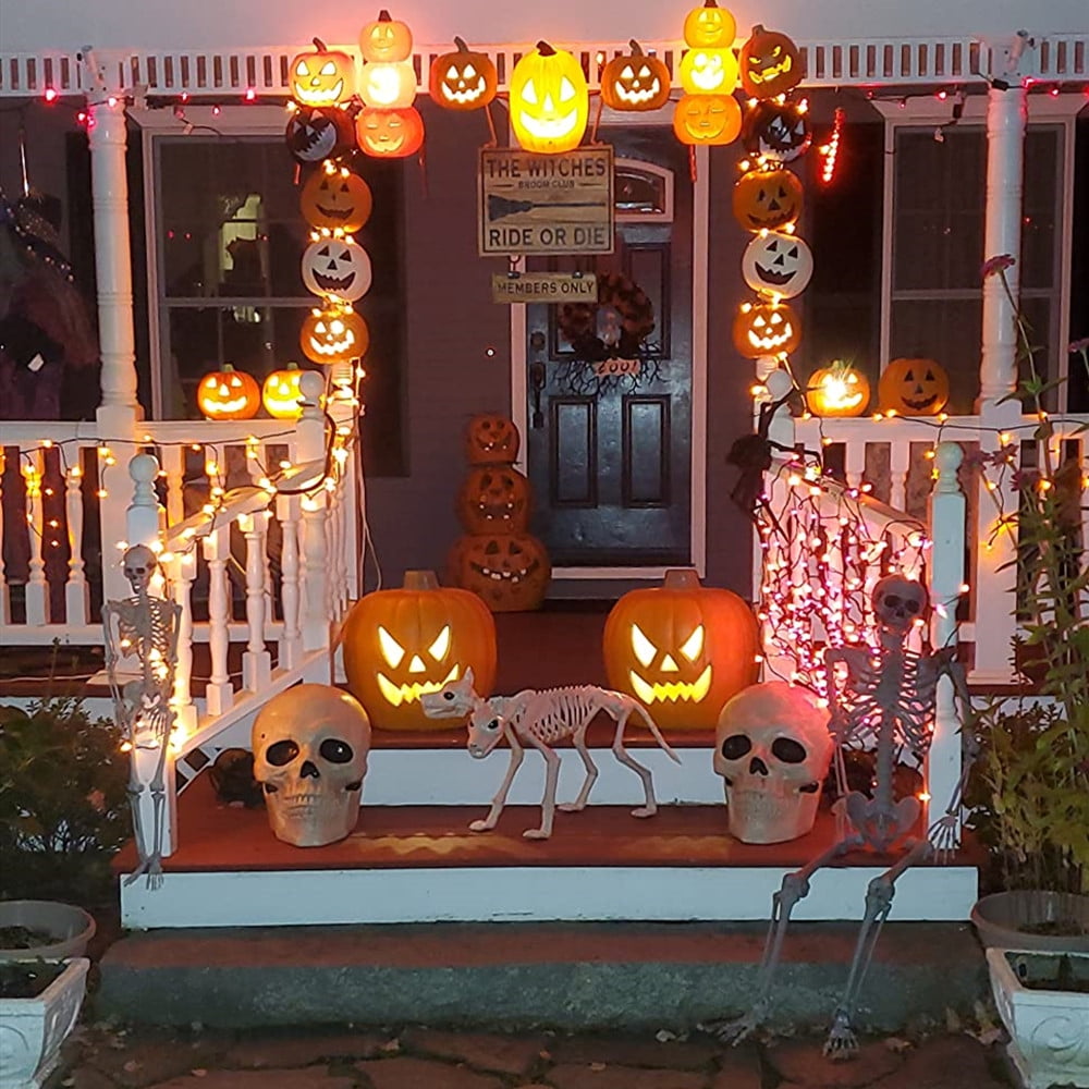 DUNCHATY LED Halloween Pumpkin Lights Set of 2, LED Pumpkin Decorations, Halloween Decor for Outdoor, Garden & Window (20"+21")