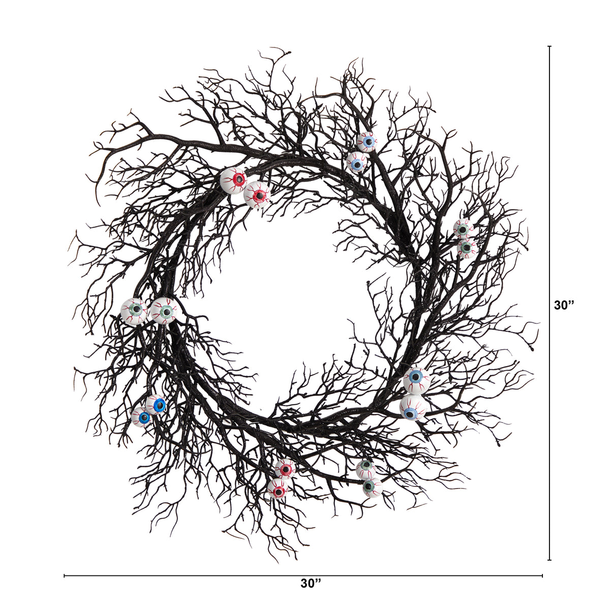 Nearly Natural 30in. Halloween Gazing Eyeballs Twig Wreath