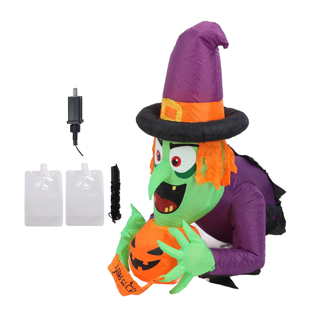 Weather-Resistant Inflatable Halloween Decor with Built-in LED Lights 210T Polyester Blow Up Yard Ornament