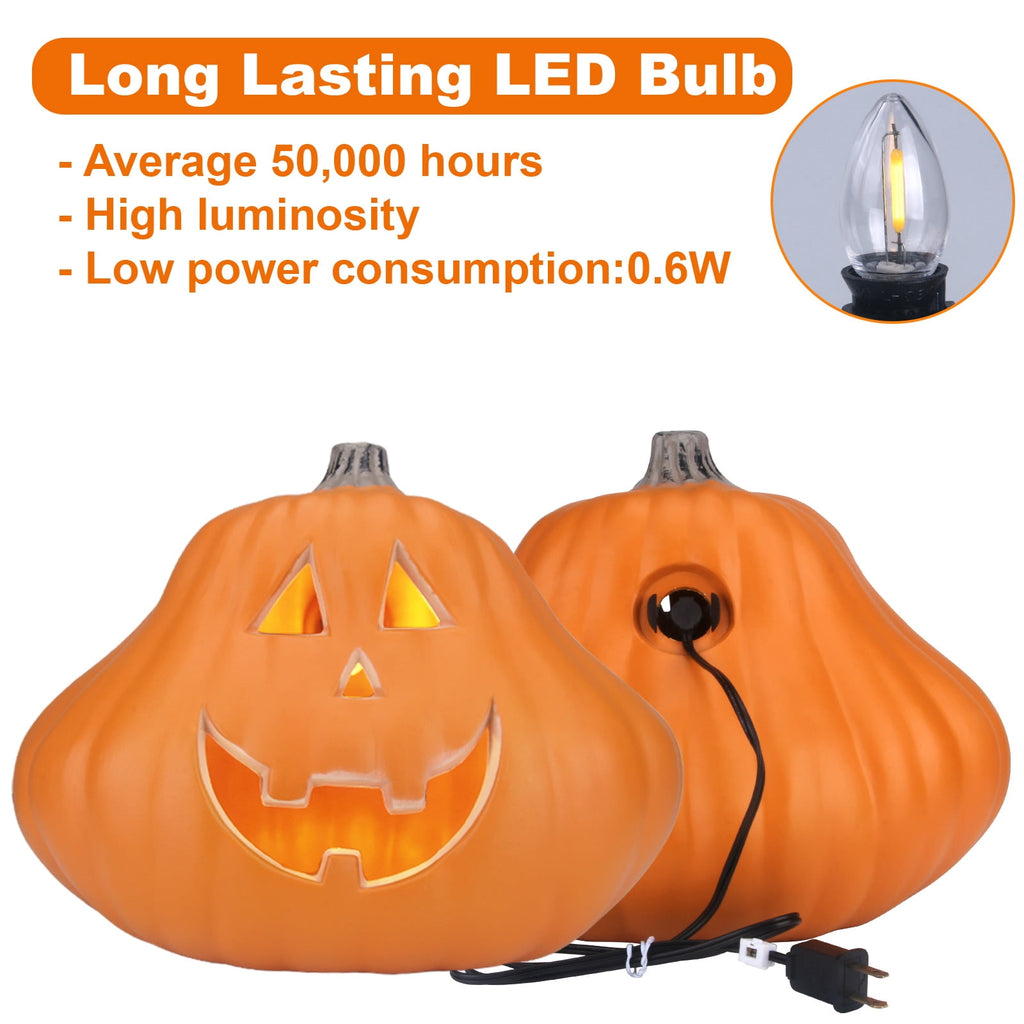 21in+12in LED Light Up Jack O Lantern Halloween Pumpkin Lights Indoor/Outdoor Holiday Festival Garden Patio Front Door Decor