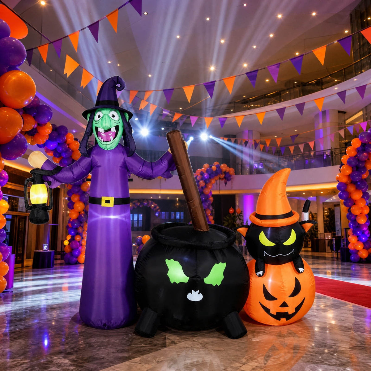 Halloween Inflatables Witch Outdoor Decorations, Outdoor Blow Up Decor for Yard, Party Decoration Inflatable Blow Ups for Yard Outside Halloween Decor
