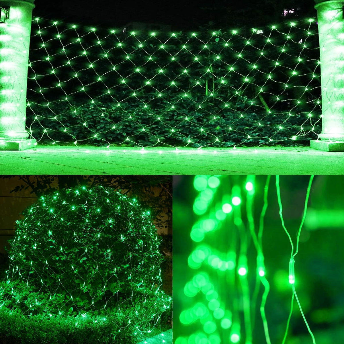 Garden Net Lights- Battery Operated 672 LED Waterproof Net Mesh Lights with 8 Modes- 6x4M Fairy String Lights for Outdoor Indoor Christmas Tree- Bush- Backyard- Garden- Party Décor.